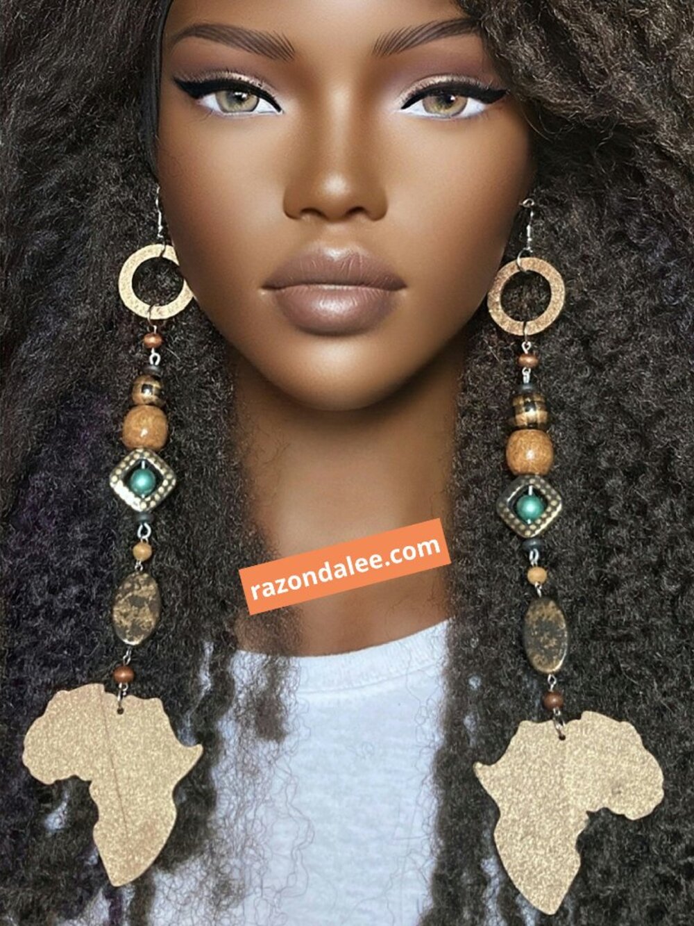 Dangle Earrings Africa Multi Extra Long by Razonda Lee